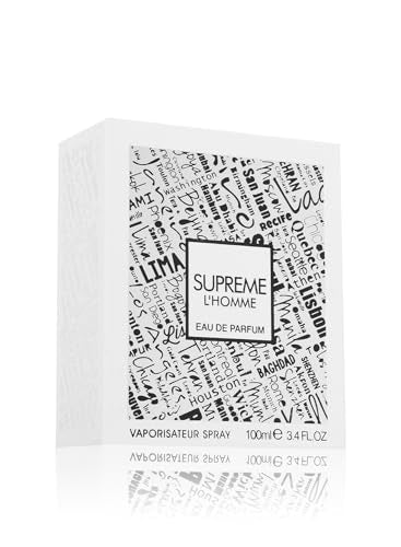 Fragrance World Supreme L'homme Eau De Parfum Spray for Men, 3.4 Ounce