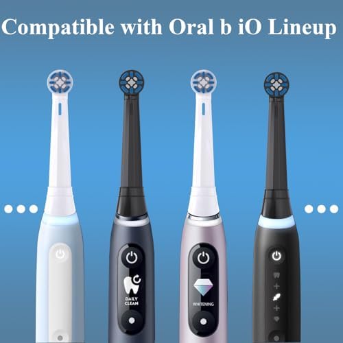Replacement Toothbrush Heads for Oral b iO 10, 9, 8, 7, 6, 5, 4, 3 Series, Compatible with io Full Lineup, Dupont Soft Bristles, 8 Pack, (Black)