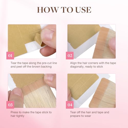 GOO GOO Hair Extension Tape Double Sided Adhesive Replacement Tape, Professional Strong Tapes for Tape in Hair Extensions 120pcs, 1.6 * 0.3inch per Piece