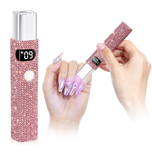 Flash Cure Handheld UV Light for Gel Nails Mini LED Nail Lamp Rechargeable Portable Nail Dryer Fast Curing DIY Pink Diamond