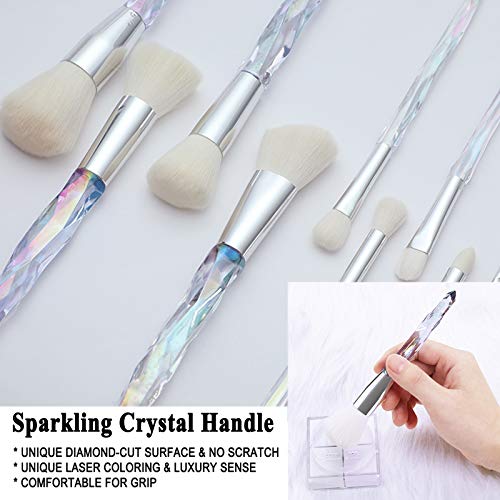 Kingtree Makeup Brush Set 10PCS Crystal Makeup Brushes, Premium Synthetic Foundation Powder Concealers Eye Shadows Blush Make Up Brushes, Professional Face Eye Makeup Brush Kit for Girls Women