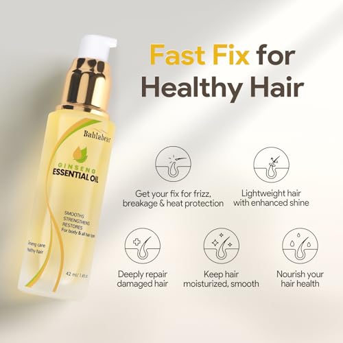 Essential Hair Oil for Dry Damaged Hair, Styling Oil for Hair Treatment, Nourishing, Smooth & Shine, Heat Protectant, Adds Hair Shine and Smooths Split Ends, 42ml