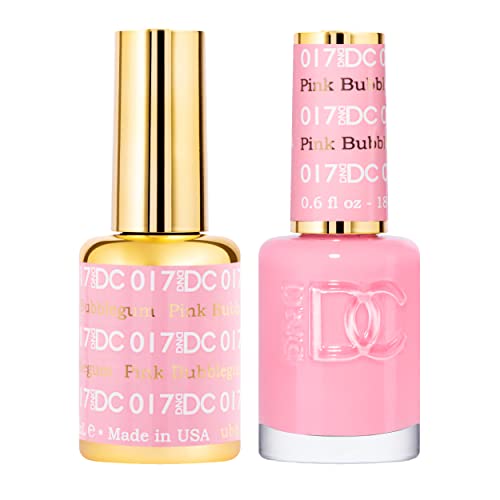 DND DC Gel Polish Set, Pink Collection, UV/LED Gel Polish and Air Dry Nail Lacquer, Matching Chip-Free Polish Duo, 017 Pink Bubblegum, 0.5 Fl Oz