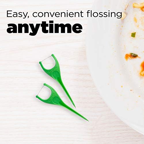 GUM Angled Floss Picks, Perfect for Tight Teeth, Extra Strong Shred-Resistant Dental Floss, Angled for Easy Reach, Dental Flossers for Adults, Fresh Mint Flavor, 75 Count