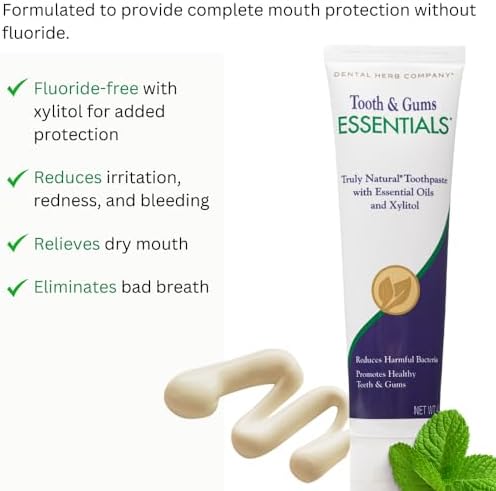 Dental Herb Company - Essentials Toothpaste - Truly Natural Fluoride-Free and SLS-Free - Superior Defense Against Bleeding and Irritated Gums, Dry Mouth, and Mouth sores. (4 oz.)