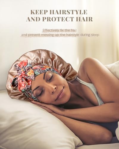 MBJERRY Long Satin Braids Bonnet - Silk Hair Bonnets for Sleeping Stretchy Tie Band for Black Women Curly Hair