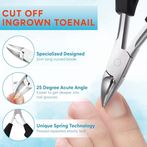 Ginger Ingrown Toenail Treatment, Professional Ingrown Toenail Removal Kit at Home, Ingrown Toenail Tool with Ingrown Toenail Corrector, Corrector Patch, Toenail Clipper, Nail File Lifter