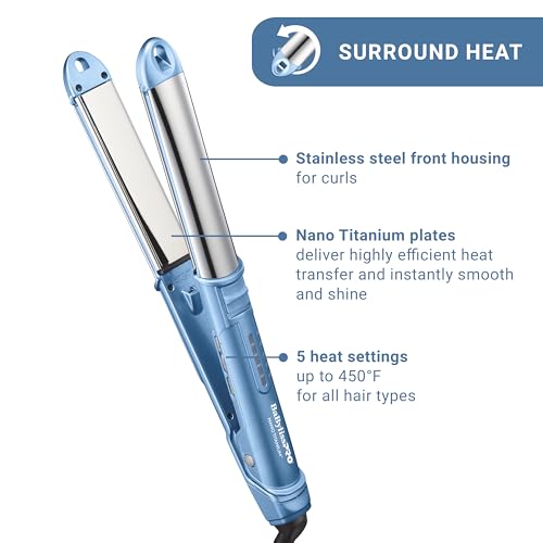 BaBylissPRO 1" Ultra-Sleek Stainless Steel Styling Iron, Hair Straightener, Waver and Curling Tool in one