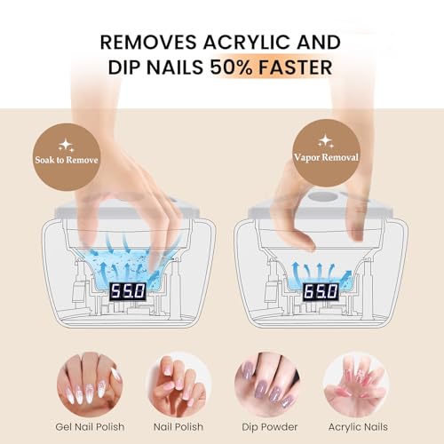 Electric Nail Soaking Bowl, Adjustable temperature，With temperature display，Gel Nail Polish Soak off Bowl, Acetone Soaking Bowl, 50% Faster Soaking, Soak & Steam Mode, Acrylic Nail Dip Powder Remover