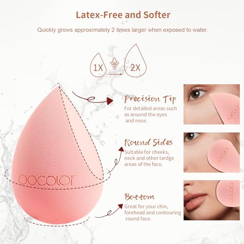 Docolor Makeup Brushes 17 Pcs with Makeup Bag and Makeup Sponge and Brush Protector Morandi Makeup Brush Set Premium Synthetic hair makeup brush Wooden handle Gift Box