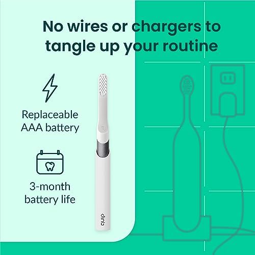 Quip Sonic Toothbrush for Adults with Timer - Includes Extra Brush Head and Travel Cover Mount - Electric, Soft Bristle Refill Head, Metal Handle, 3 Month Battery Life - Travel Toothbrush - Slate