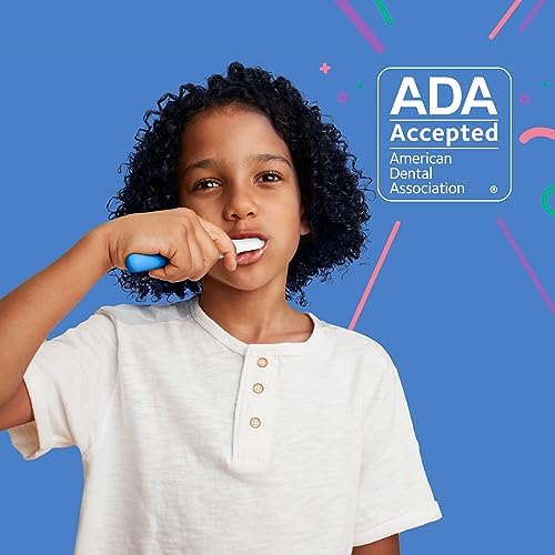 Quip Sonic Toothbrush for Kids with Timer - Includes Extra Brush Head and Travel Cover Mount - Electric, Soft Bristle Refill Head, Rubber Handle, 3 Month Battery Life - Travel Toothbrush - Blue