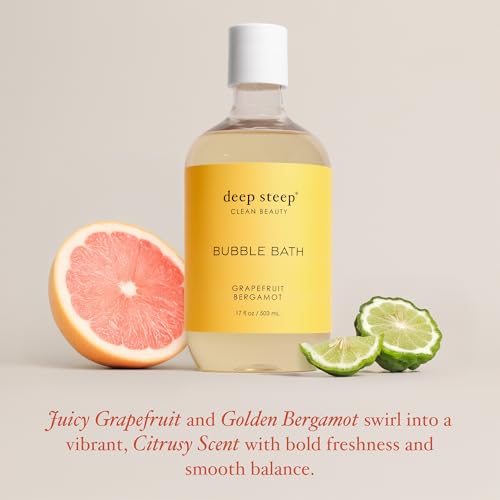 Deep Steep Bubble Bath, Grapefruit Bergamot, 17 oz (Pack of 2)– Soothing Soak with Shea Butter, Argan Oil, Aloe Vera & Coconut Oil – Vegan, Sulfate-Free, PH-Balanced Clean Beauty