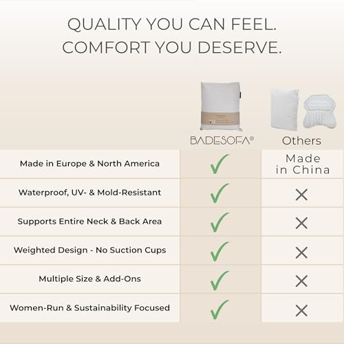 BADESOFA® Luxury Bath Tub Pillow for Feet | Premium-Quality Materials | Comfortable & Quick-Drying | Washable Bath Cushion in Ivory Pearl | Home Spa Accessories | Universal Fit for Any Bathtub