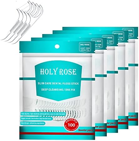 Dental Floss Picks 500 Count，Floss Sticks,Refill Bagged Flosser Toothpicks,High Elasticity,Unflavored,Re-Seal The Flossing Bag Suitable for Daily Cleaning of Teeth.