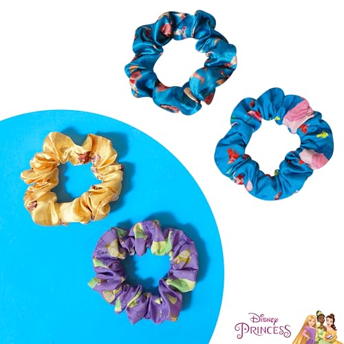 LUV HER Disney Princess Cute Scrunchies for Girls of All Ages - 4 Large Hair Scrunchies for Girls - 4 Printed Scrunchies with Your Favorite Characters - Hair Accessories for girls 3+