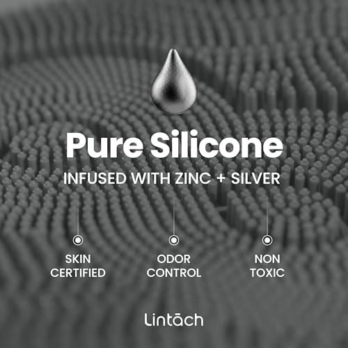 Shower Scrubbers for Men Shower Exfoliating Body Scrubber, Ergonomic Silicone Body Scrubber, Reusable, Hygienic Bath Loofah for a Smooth Skin, Gray