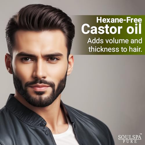 Organic Castor Oil for Hair, Scalp, Skin, Face & Eyelashes | USDA Certified | 100% Pure Castor Oil Organic Cold Pressed Unrefined Glass Bottle, Hexane Free - Soulspa Pure - 16 fl oz