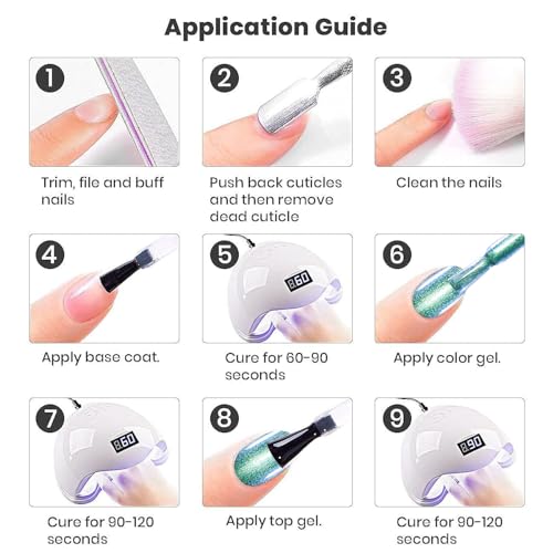 RARJSM Chameleon Gel Nail Polish Multichrome Gradient Color Changing Dark Blue Purple Orange Green 6pcs Set 7.5ml Shimmer Glitter Gel Polish Curing Requires Soak Off Sparkle Chrome Nail Gel Varnish