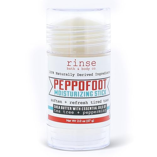 Rinse Bath & Body Peppofoot Heel Balm Stick - Handmade Heel Balm for Dry Cracked Feet with Peppermint and Tea Tree Oils | Ultra Moisturizing | No Mess Cracked Heel Stick | All Natural | 2oz