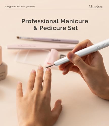 MelodySusie Portable Electric Nail Drill, Cordless 30000RPM Nail EFile with Drill Bits & Ultra Fine Sanding Bands for Manicure Pedicure, Professional Nail File Tool for Women, PM170F White