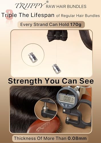 TRIIPPY Raw Cambodian Human Hair Bundles,Body Wave Bundles,Triple Lifespan Than Regular Virgin Hair,The Same Quality As Boutique Stores,No.1 Raw Hair Brand On Amazon(3 Bundles,16 18 20 Inches)