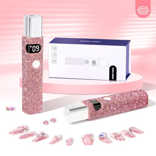 Flash Cure Handheld UV Light for Gel Nails Mini LED Nail Lamp Rechargeable Portable Nail Dryer Fast Curing DIY Pink Diamond