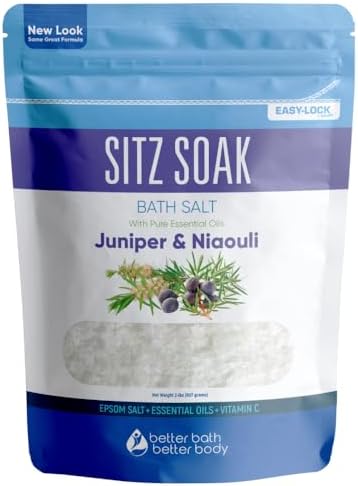 Sitz Bath Soak 2-Lbs Sitz Salt Epsom Salt Hemorrhoid Soothing with Pure Essential Oils in BPA Free Pouch with Press-Lock Seal Made in USA
