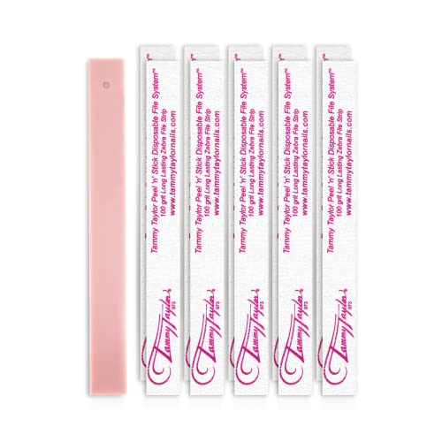 Tammy Taylor Zebra Disposable Nail File with 100/180 Grit for Artificial & Natural Nails - 25 Count Pink Coarse/Medium Grit - Professional Emery Boards for Acrylic, Gel & Nail Art