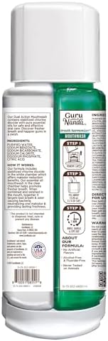 GuruNanda Dual Barrel Breath Harmonizer Mouthwash - Freshens Breath - Alcohol & Fluoride Free with Sodium Chlorite & Essential Oils - Wild Mint Flavor, 20 Fl Oz