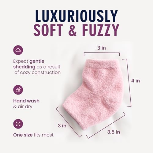 Dr. Frederick's Original Moisturizing Fuzzy Heel Socks - 2 Pairs - Cozy Gel-Lined Sleep Socks for Women & Men - Soothes Dry, Cracked Feet - Heel Repair - Relaxing Rose