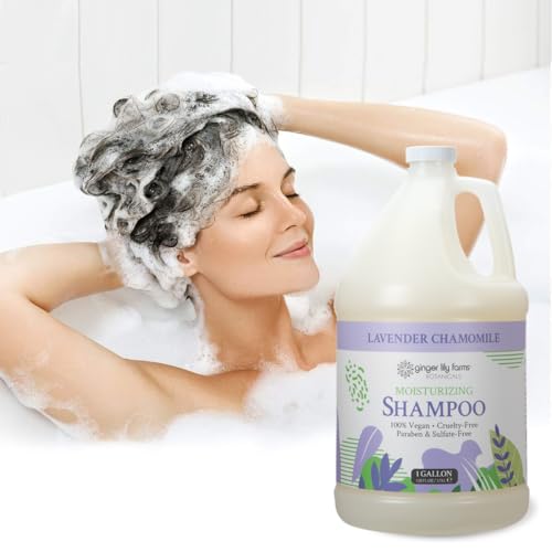 Ginger Lily Farms Botanicals Moisturizing Shampoo for All Hair Types, 100% Vegan & Cruelty-Free, Lavender Chamomile Scent, 1 Gallon Refill (128 fl oz)