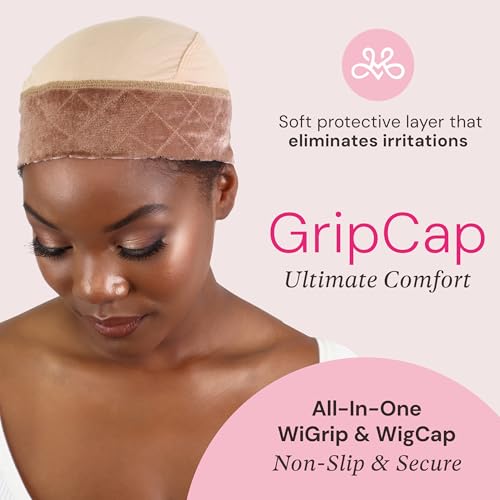 MILANO COLLECTION Ultimate Comfort GripCap, All-In-One Under Wig Cap for Women, Comfort Anti Slip Wig Band With Adjustable Closure, Nude, 1 Pack