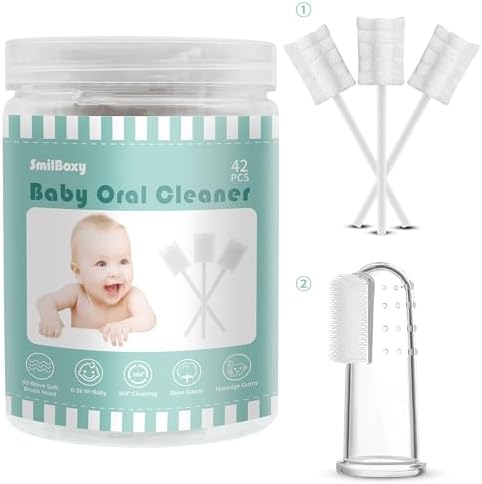 42PCS Finger Baby Toothbrush with Absorbent Gauze, Tongue Cleaner, Oral Cleaner for 0-36 Months