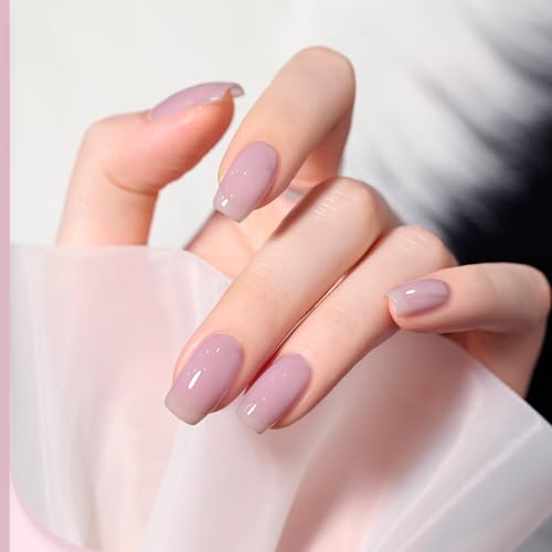 GAOY Jelly Purple Gel Nail Polish Set, 6 Transparent White Pink Colors, UV Light Cure Gel Polish for Salon and Nail Art DIY at Home
