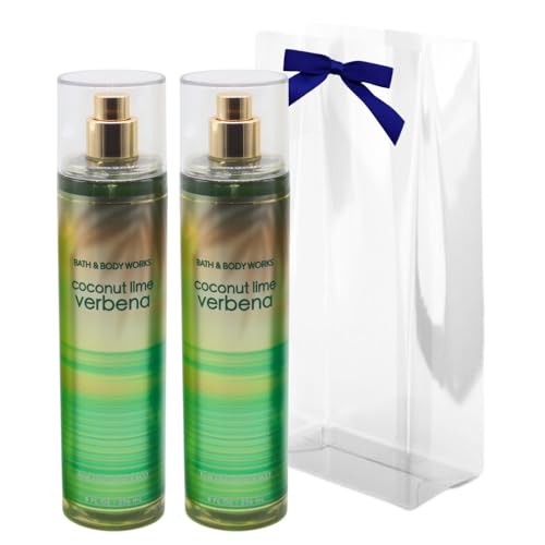 Bath & Body Works COCONUT LIME VERBENA Fine Fragrance Mist 8 fl oz Gift Set with a Blue Bow for Holidays 8 fl oz – Pack of 2