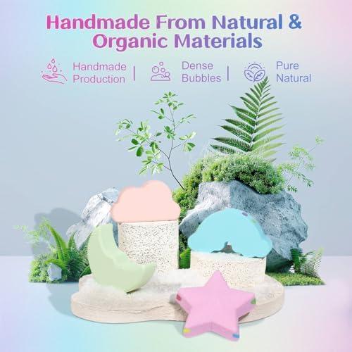Rainbow Bath Bombs for Kids - 9 Pcs Handmade Natural Kids Bath Bombs, Organic Bubble Bath for Girls, Birthday Gifts for Kid