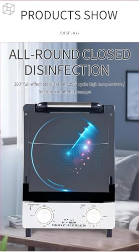 Sterilizer for Nail Tools, 12L Multifunctional High Temperature Cleaning Dry Box Stainless Steel with Temp Control, Tweezer Sterilizer, Stainless Trays, Timer, Nail Salon Equipment