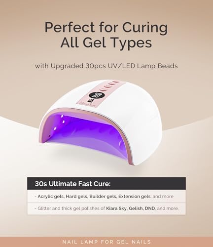 MelodySusie Cordless UV Nail Lamp with 3 Timers & Smart Sensor, P-Plus30G Rechargeable UV Light Cures All Gels, Especially Builder, Hard, Extension, Acrylic & Chrome Gel Polishes Pink