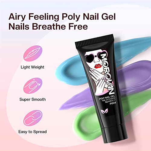 Morovan Poly Gel Nail Colors: 48 Color Poly Eextension Gel Nail Kit with Pure and Glitter Poly Nail Gel for All Season Poly Gel Nail Trendy Nail Art Design