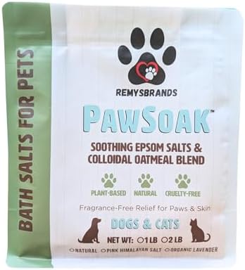 PawSoak Bath Salts for Pets - Epsom Salts & Colloidal Oatmeal Blend - Reduces Excessive Paw Licking & Chewing - Soothing & Cleansing for Dogs & Cats