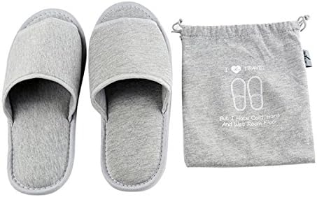 Foldable Portable Slippers Washable Open Toe Towelling Slippers with Storage Bag for Spa Travel Hotel/Home Guest 34-43