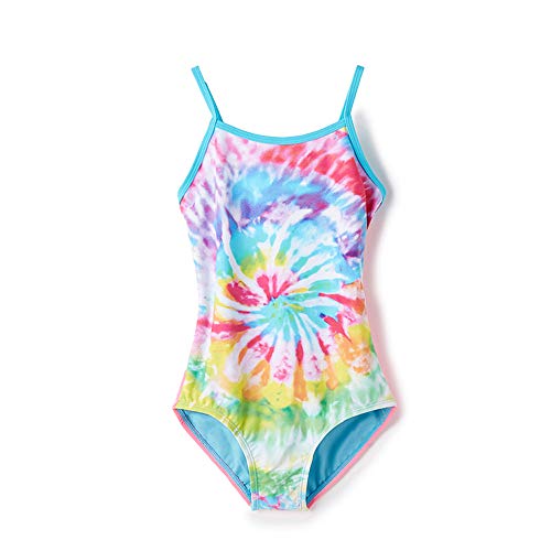Girls Swimsuit Color Printed Backless Shoulder Swimwear One Piece Swimsuit Sport Set Swimwear for Girls 6-14Years (Multicoloured, S)
