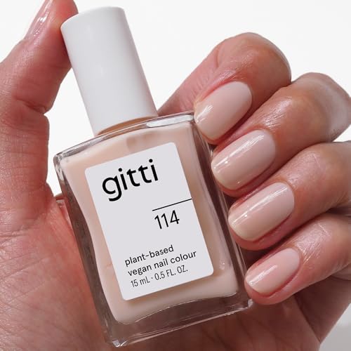 gitti Plant-based Nail Polish I Non-Toxic, 30-Free, Based On Natural Origin Ingredients, Cruelty-Free, Vegan, High Performance Colors, Glossy Finish, Shade no. 114 Pink Sheen (0.5 fl oz)