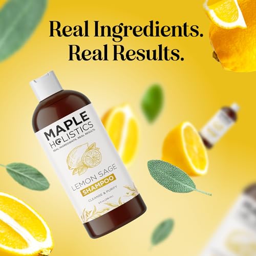 Sulfate Free Shampoo for Oily Hair - Lemon Sage Clarifying Shampoo for Build Up and Oily Scalp Care with Rosemary Essential Oil - Deep Cleansing Rosemary Shampoo for Greasy Hair and Product Build Up