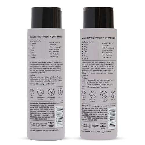 Sulfate-Free Purple Shampoo & Conditioner Set for Neutralizing Brassy Tones in Blonde, Silver + Gray Hair, 13 Fl Oz Each (2-Pack)