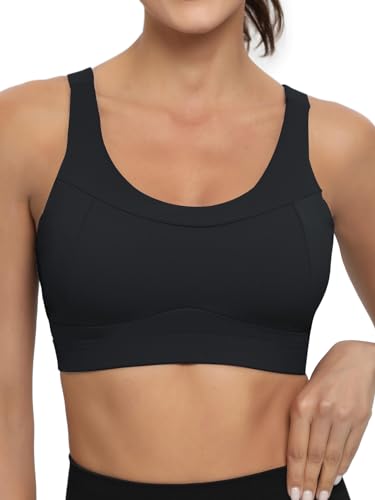 RUNNING GIRL High Impact Sports Bras for Women,Racerback Bra Workout Crop Tops for Women(WX2667 Black,S)