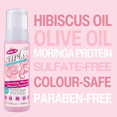 Dippity Do Girls with Curls Curl Enhancing Mousse -2-Pack- Lightweight 3-in-1 Defining Mousse for Curly and Wavy Hair - Hibiscus and Olive Oil for Frizz Free and Bouncy Curls -200 mL/6.7 fl oz