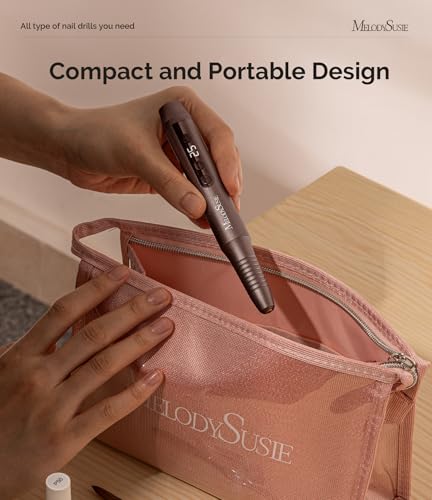 MelodySusie Electric Nail Drill,Cordless Nail File for Acrylic Gel Nails,PC180G 25,000RPM Professional Portable Nail Efile Manicure Pedicure Polishing Tool with Nail Drill Bits,Sanding Bands