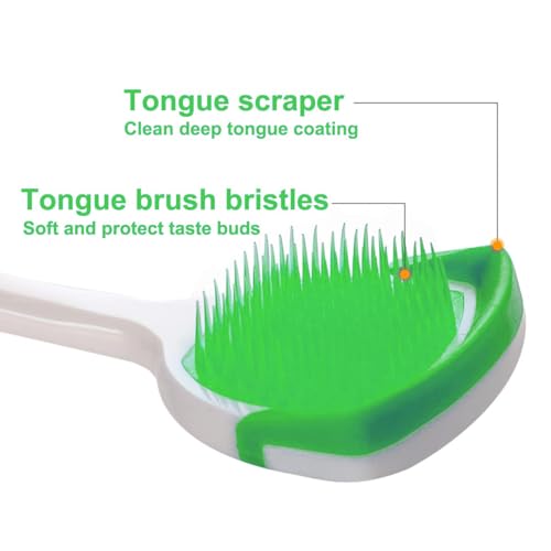 Soft Bristles Tongue Brush for orabrush - Gentle on Gag Reflex，Ergonomic Design, Freshens Breath for Improved Dental Hygiene，4 Tongue Scrapers - 4 pack
